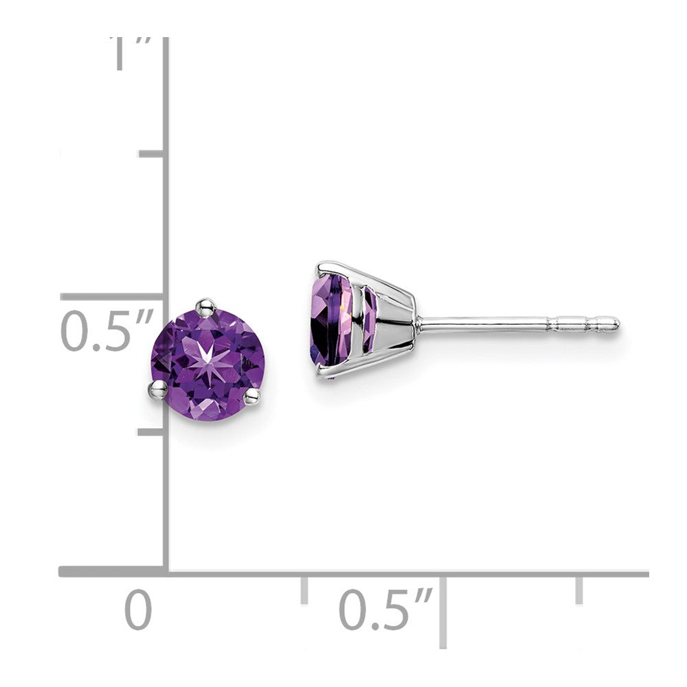 14k White Gold 5mm Round Amethyst Martini Post Earrings