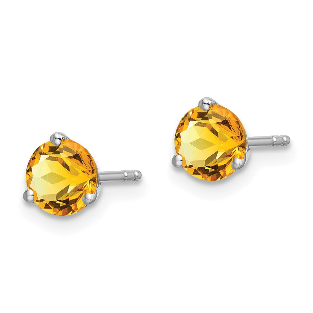 14k White Gold 5mm Round Citrine Martini Post Earrings