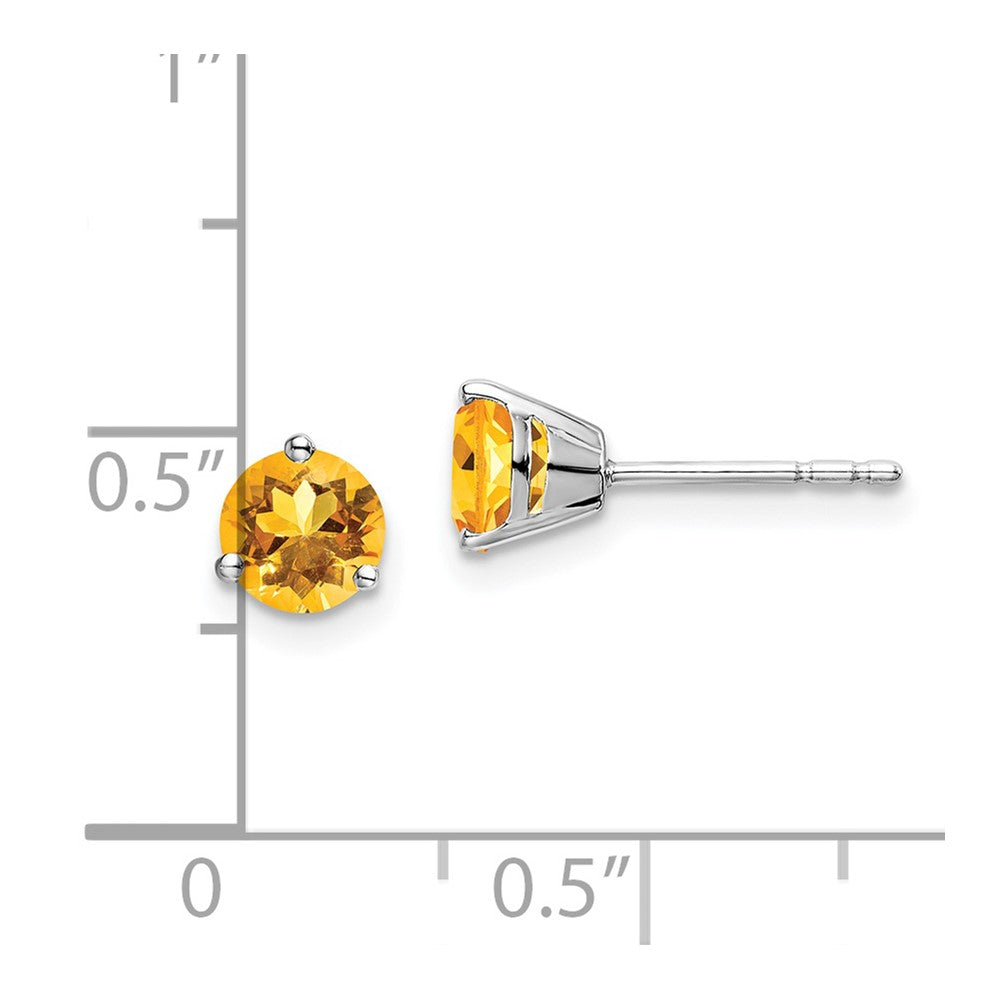 14k White Gold 5mm Round Citrine Martini Post Earrings