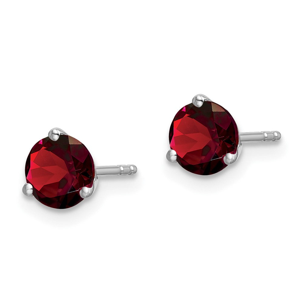 14k White Gold 5mm Round Garnet Martini Post Earrings