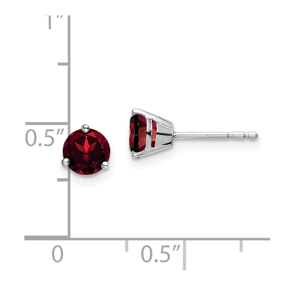 14k White Gold 5mm Round Garnet Martini Post Earrings