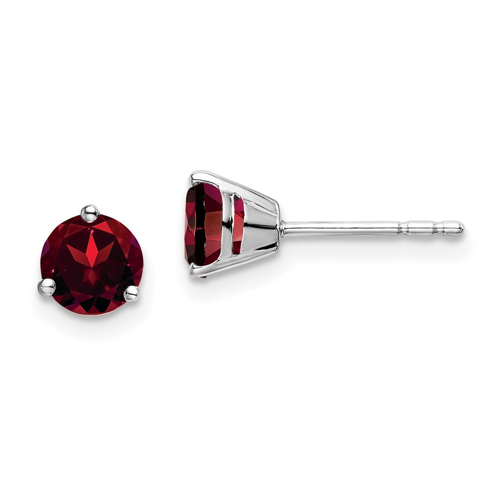 14k White Gold 5mm Round Garnet Martini Post Earrings