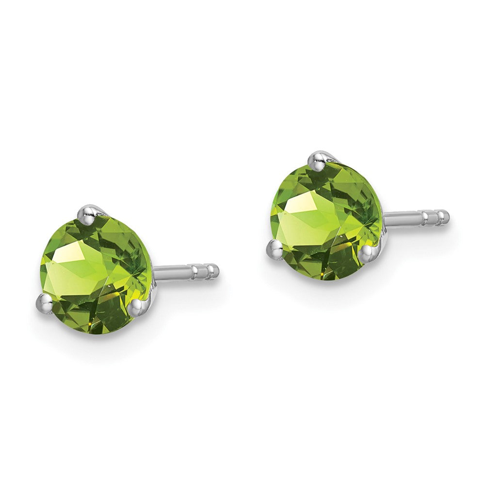 14k White Gold 5mm Round Peridot Martini Post Earrings