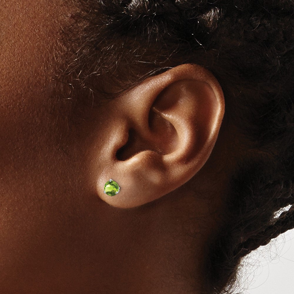 14k White Gold 5mm Round Peridot Martini Post Earrings