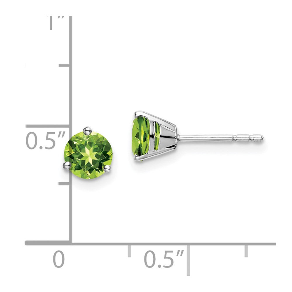 14k White Gold 5mm Round Peridot Martini Post Earrings