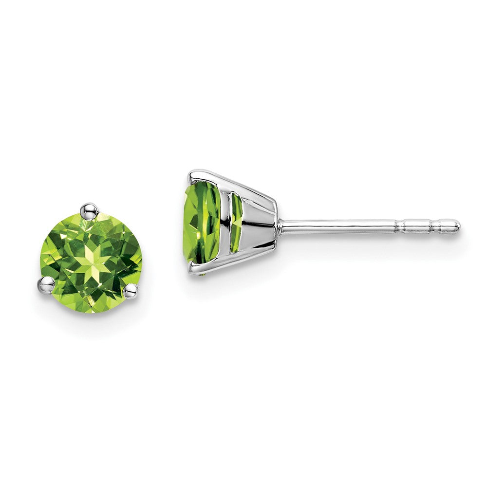 14k White Gold 5mm Round Peridot Martini Post Earrings