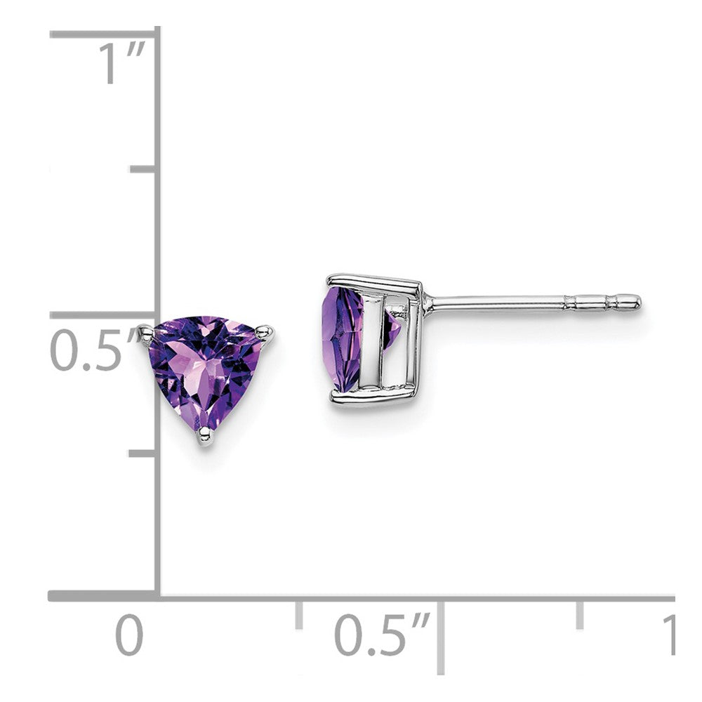 14k White Gold 5mm Trillion Amethyst Post Earrings