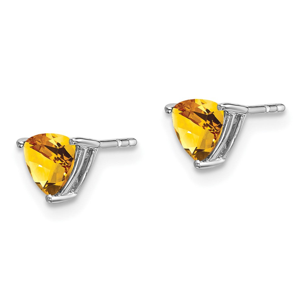 14k White Gold 5mm Trillion Citrine Post Earrings