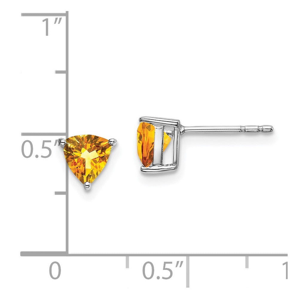 14k White Gold 5mm Trillion Citrine Post Earrings