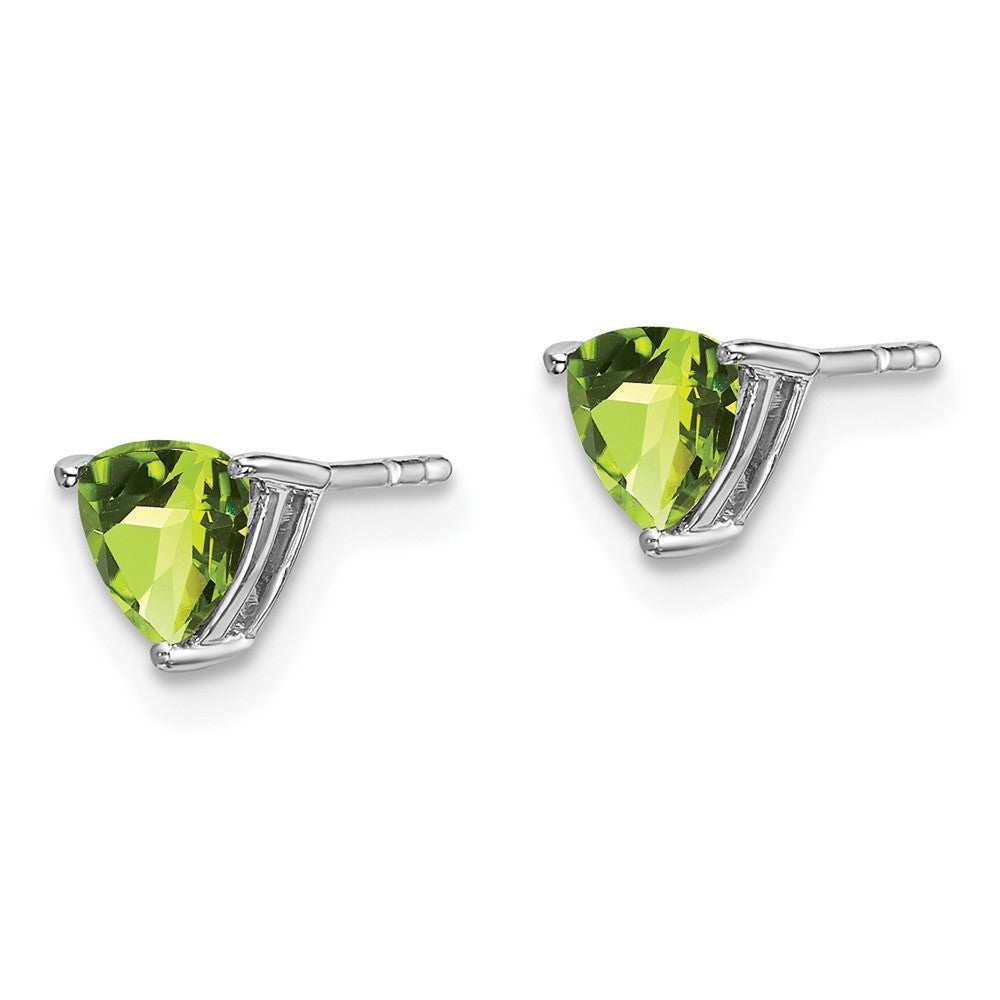 14k White Gold 5mm Trillion Peridot Post Earrings