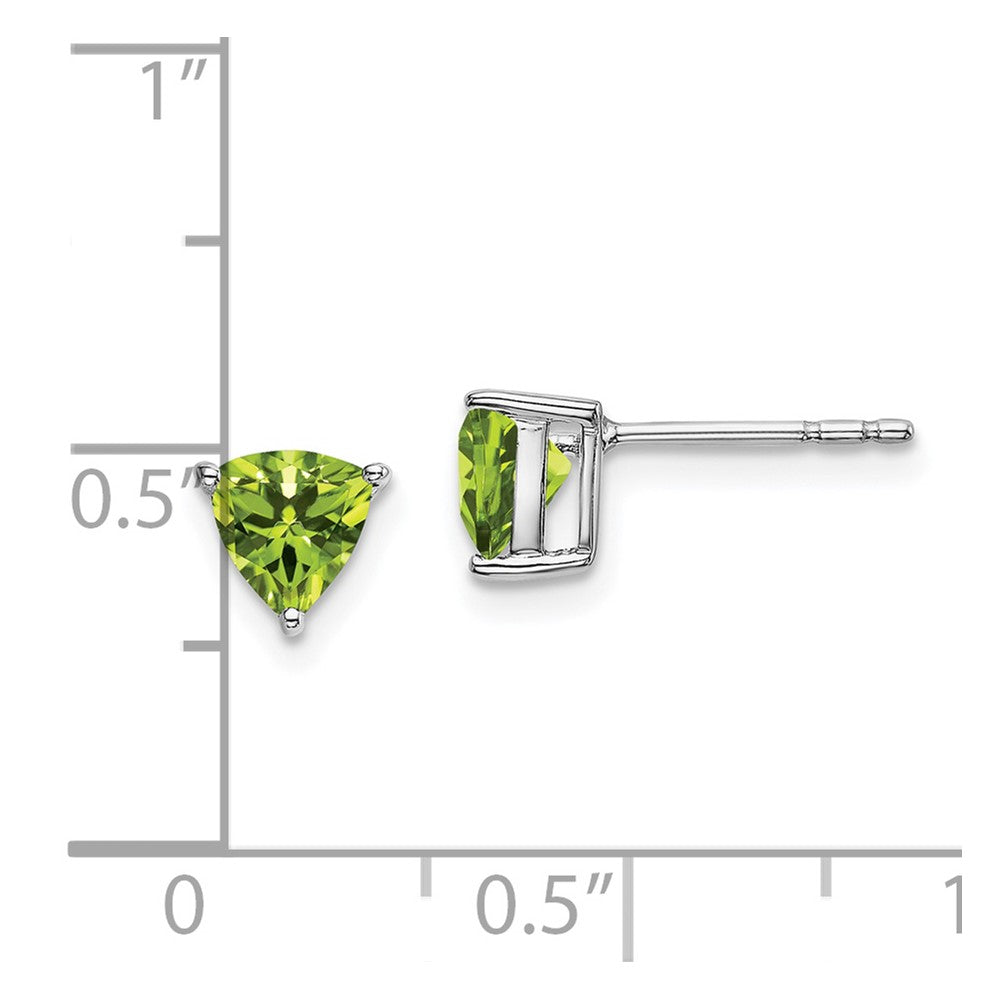 14k White Gold 5mm Trillion Peridot Post Earrings