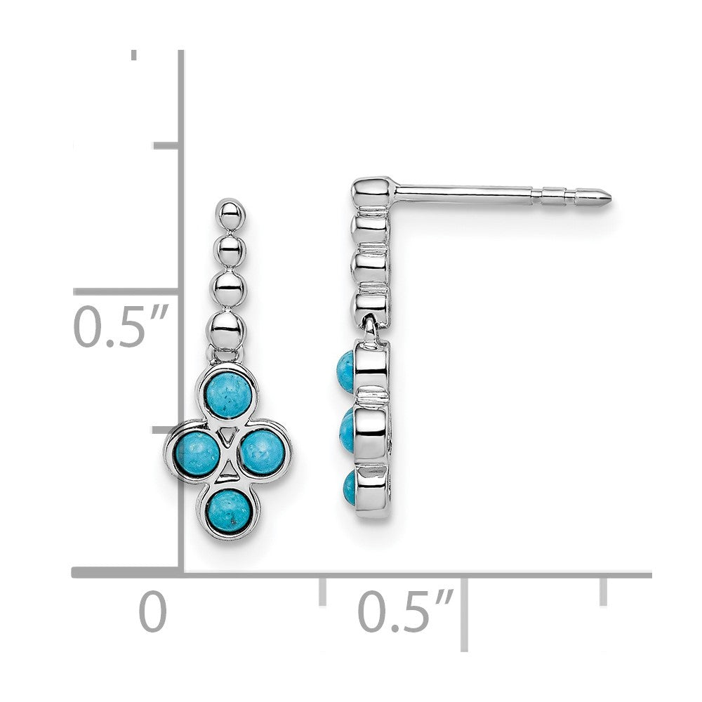 14k White Gold Turquoise Drop Post Earrings