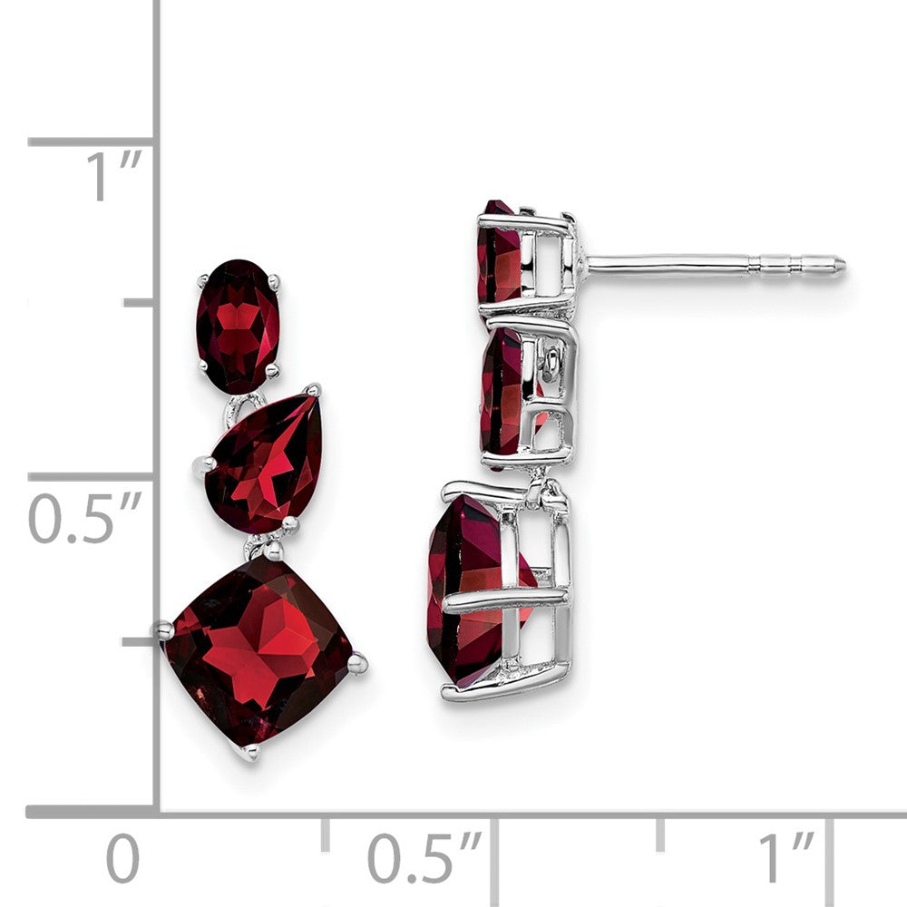14k White Gold Oval/Pear/Cushion Garnet Dangle Post Earrings