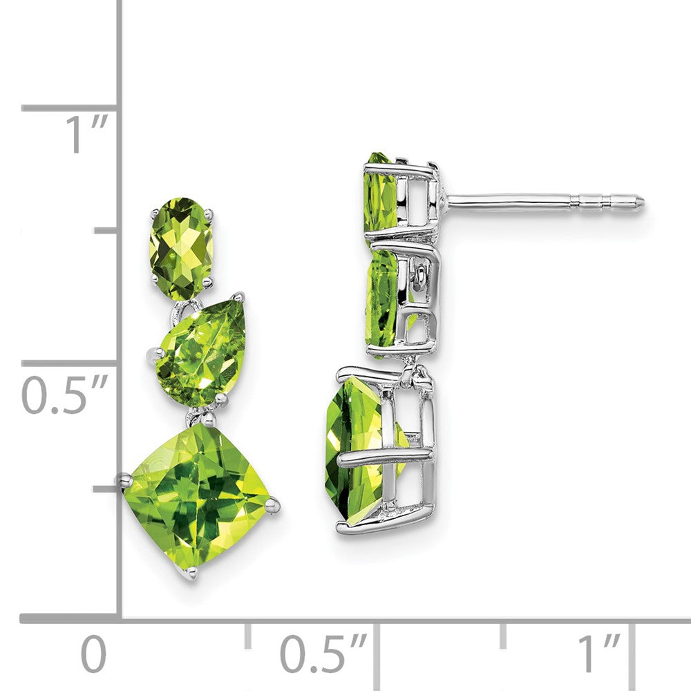 14k White Gold Oval/Pear/Cushion Peridot Dangle Post Earrings