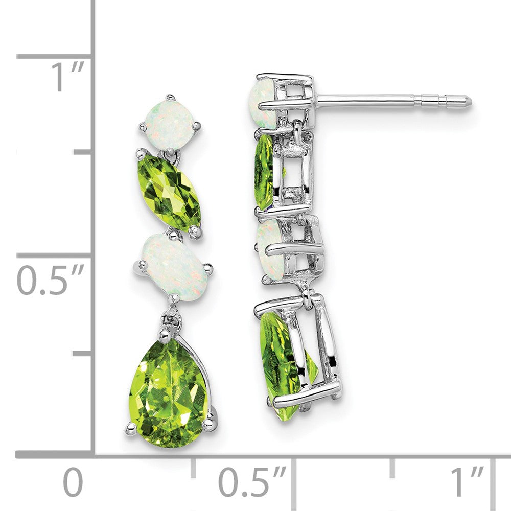 14k White Gold Peridot and Opal Dangle Post Earrings