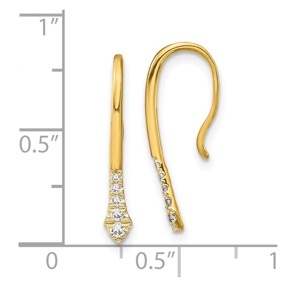 10k Polished Diamond Drop Wire Earrings