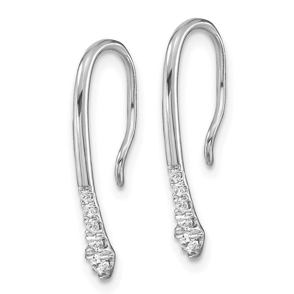 14k White Gold Polished 1/8 carat Diamond Drop Wire Earrings