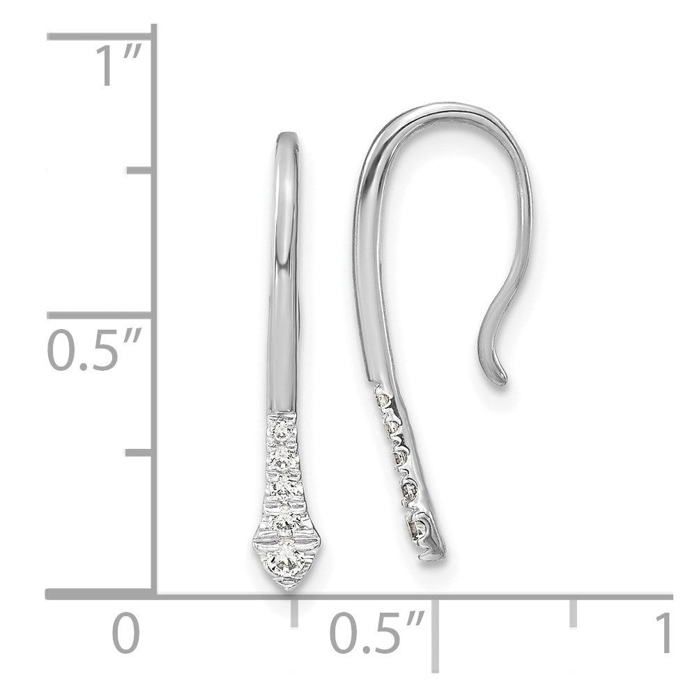 14k White Gold Polished 1/8 carat Diamond Drop Wire Earrings