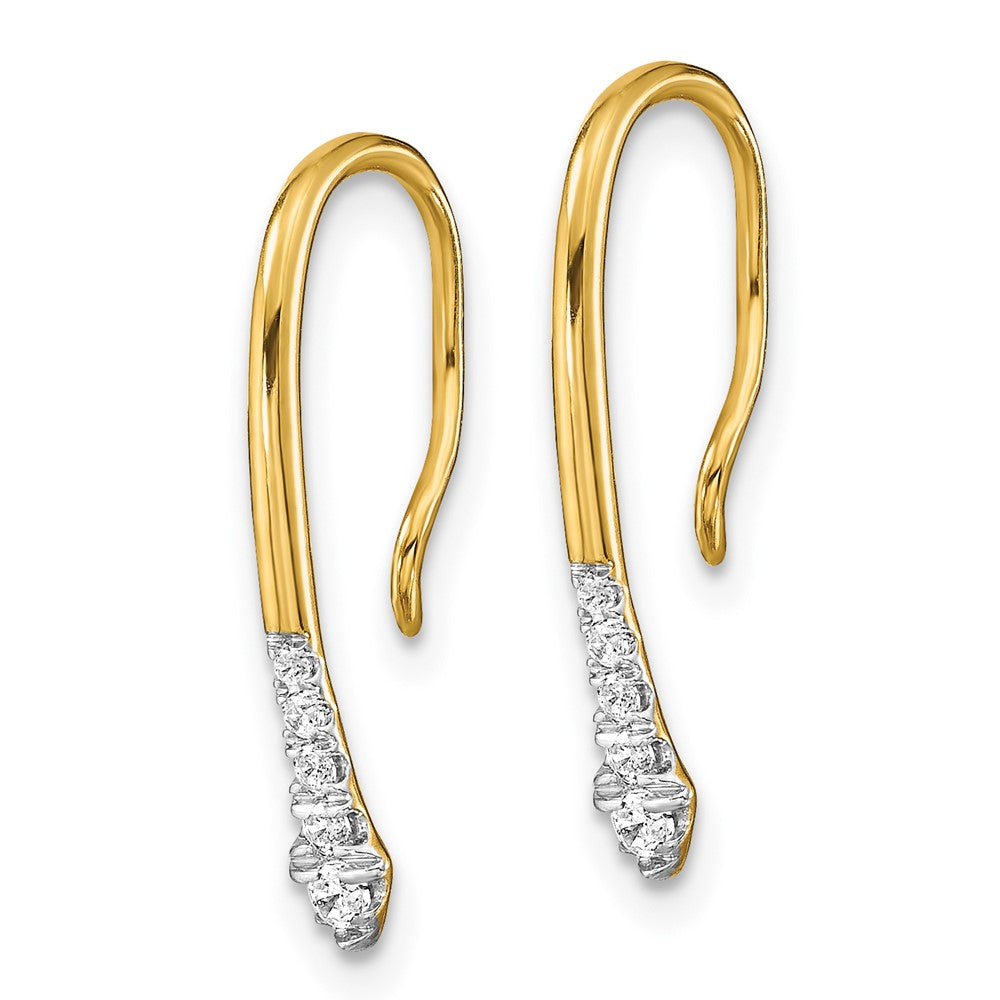 14k Polished 1/8 carat Diamond Drop Wire Earrings