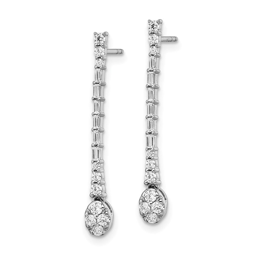 14k White Gold Polished 1/2 carat Diamond Drop Post Earrings