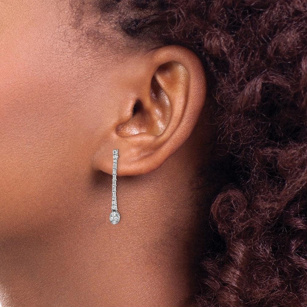 14k White Gold Polished 1/2 carat Diamond Drop Post Earrings