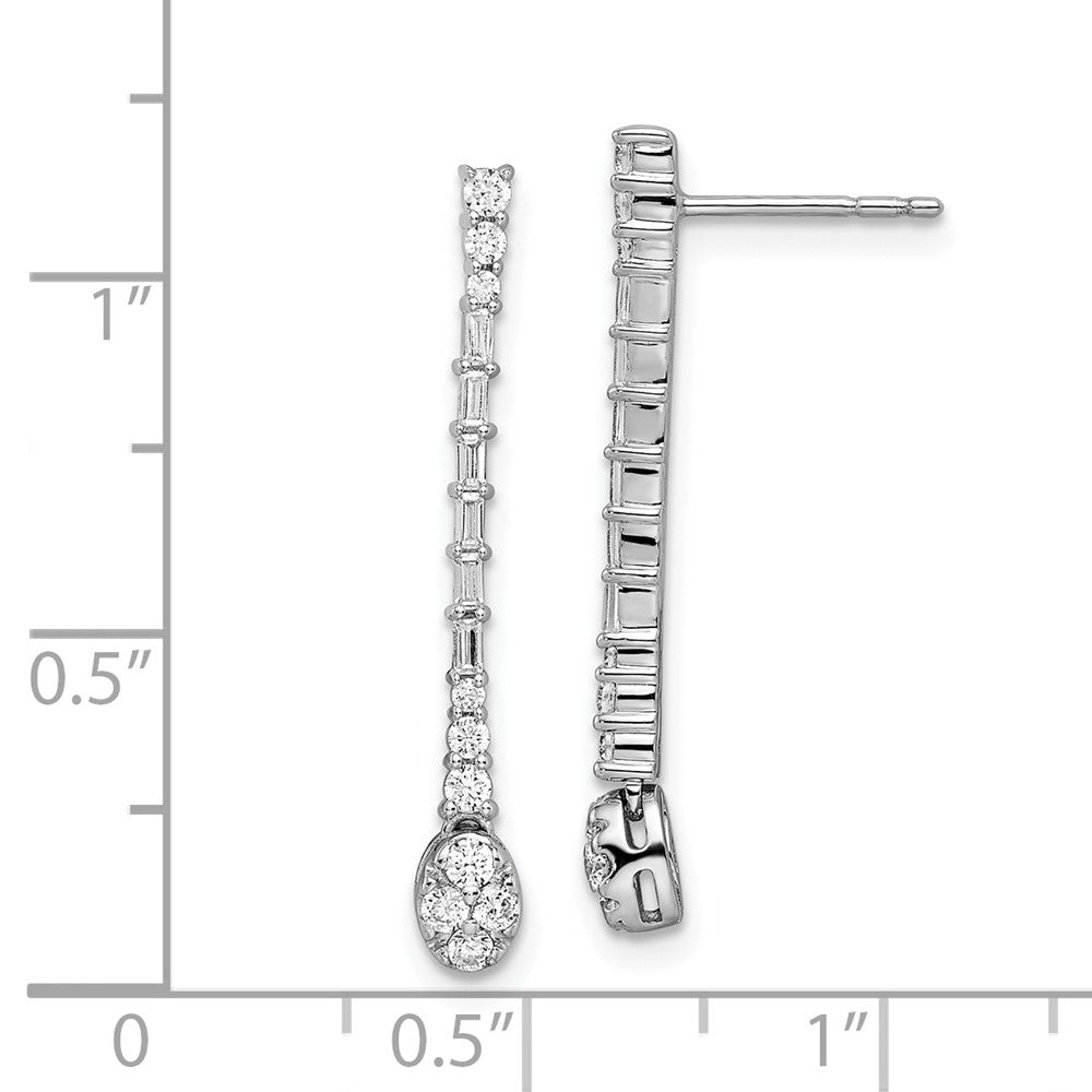 14k White Gold Polished 1/2 carat Diamond Drop Post Earrings