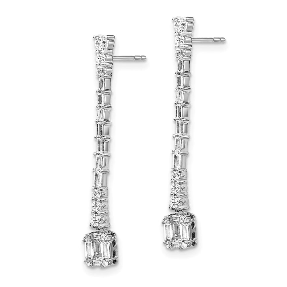 14k White Gold Polished 3/4 carat Diamond Drop Post Earrings