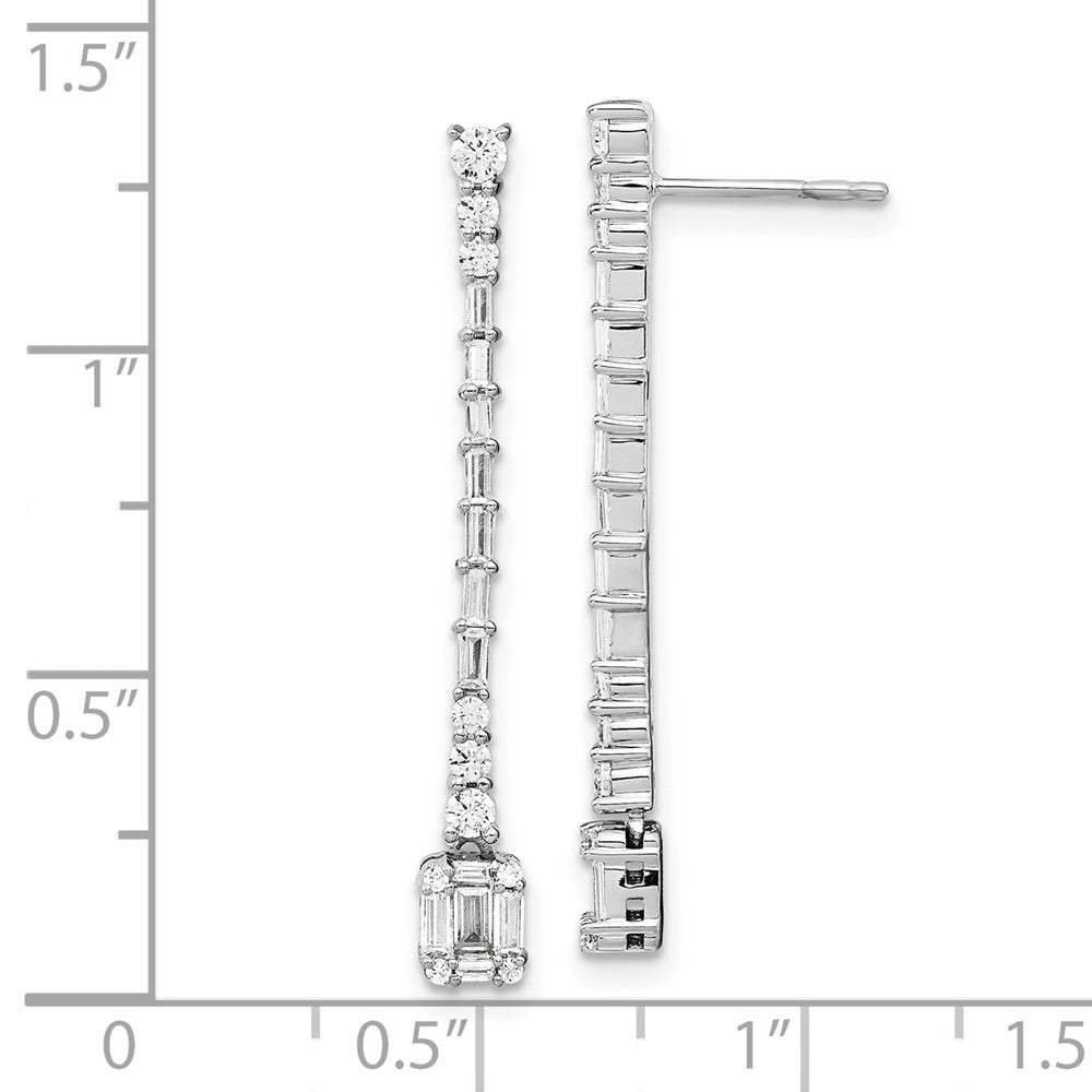 14k White Gold Polished 3/4 carat Diamond Drop Post Earrings