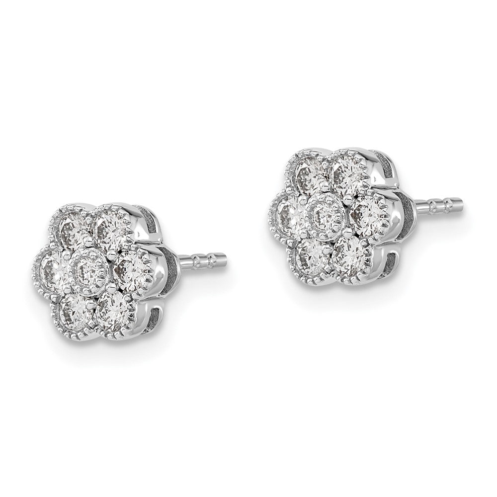 14k White Gold 1/2 carat Diamond Floral Post Earrings