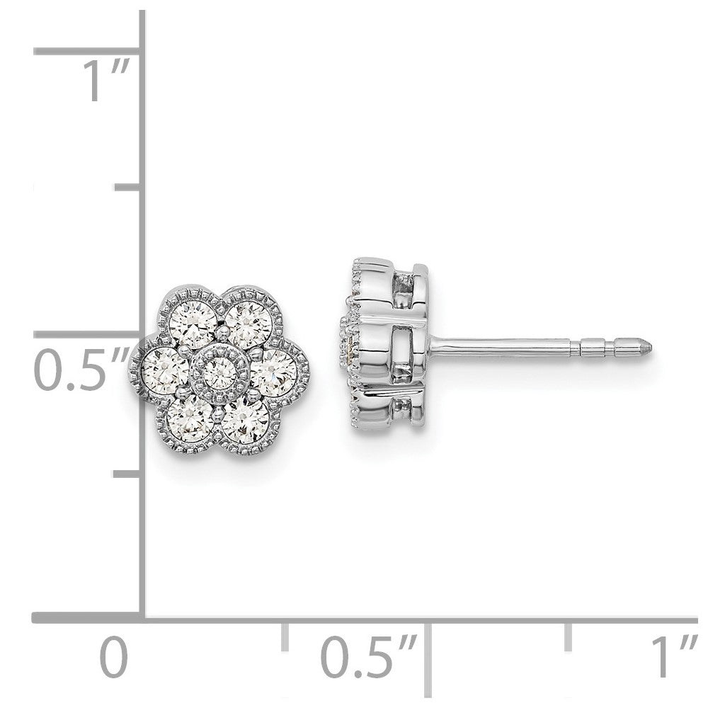 14k White Gold 1/2 carat Diamond Floral Post Earrings