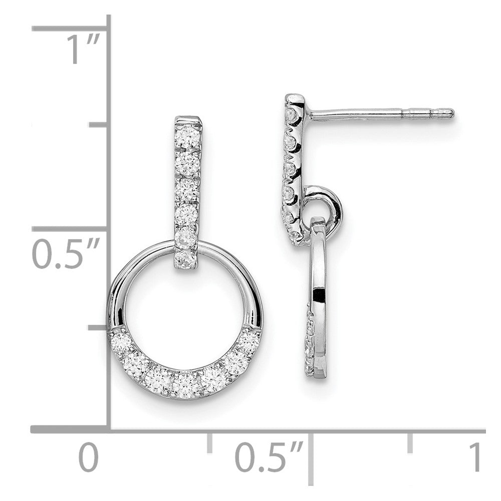 14k White Gold Circle 3/8 carat Diamond Dangle Post Earrings