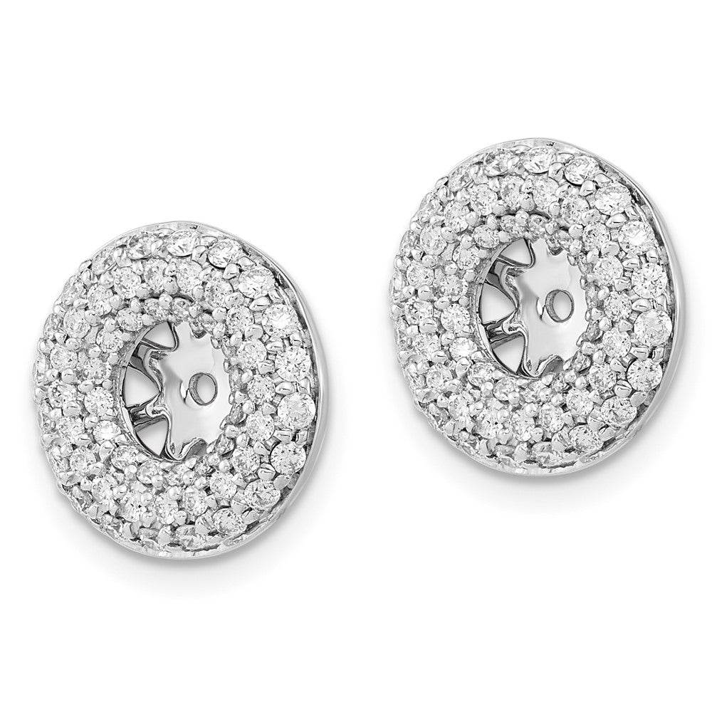 14k White Gold 3/4 carat Diamond Double Circle Earring Jackets