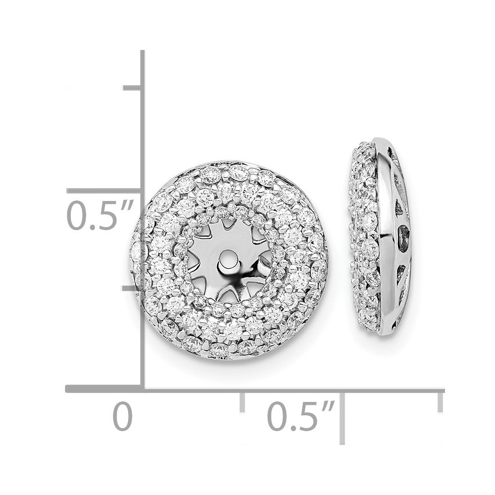 14k White Gold 3/4 carat Diamond Double Circle Earring Jackets