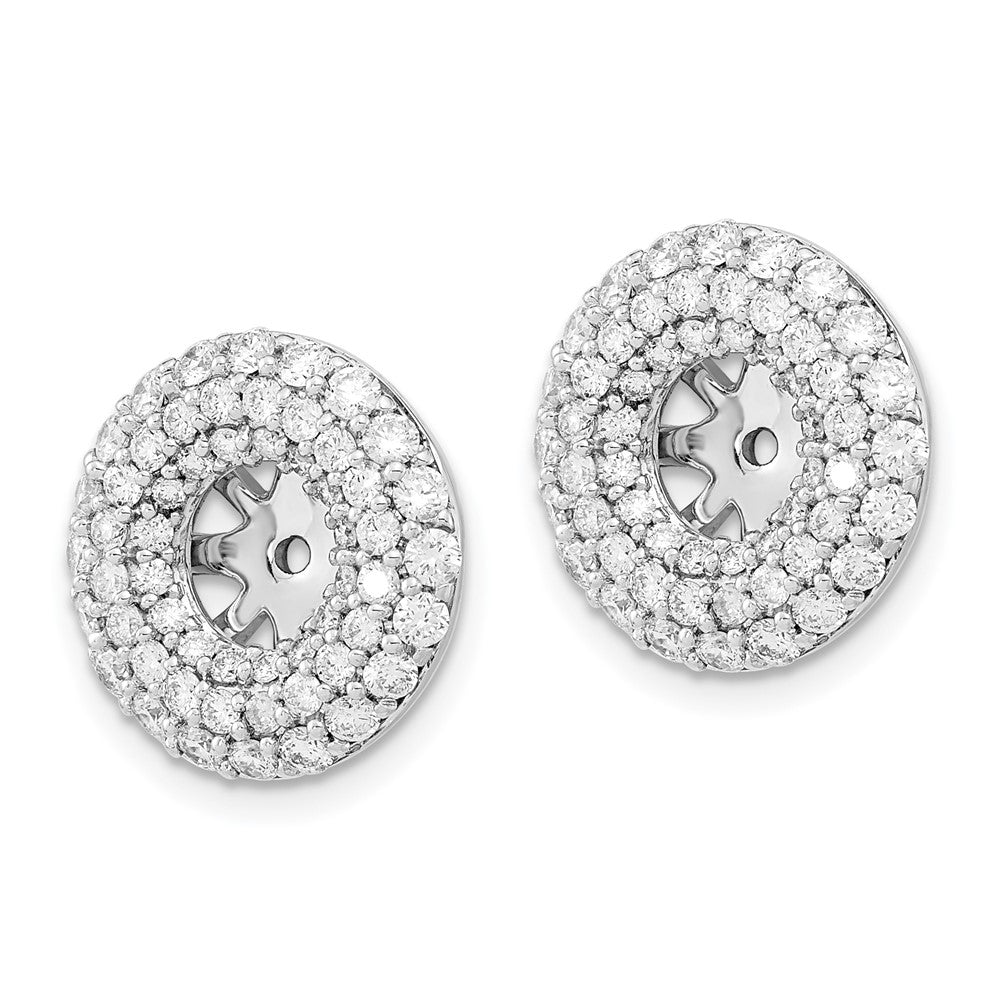 14k White Gold 1.53 carat Diamond Double Circle Earring Jackets