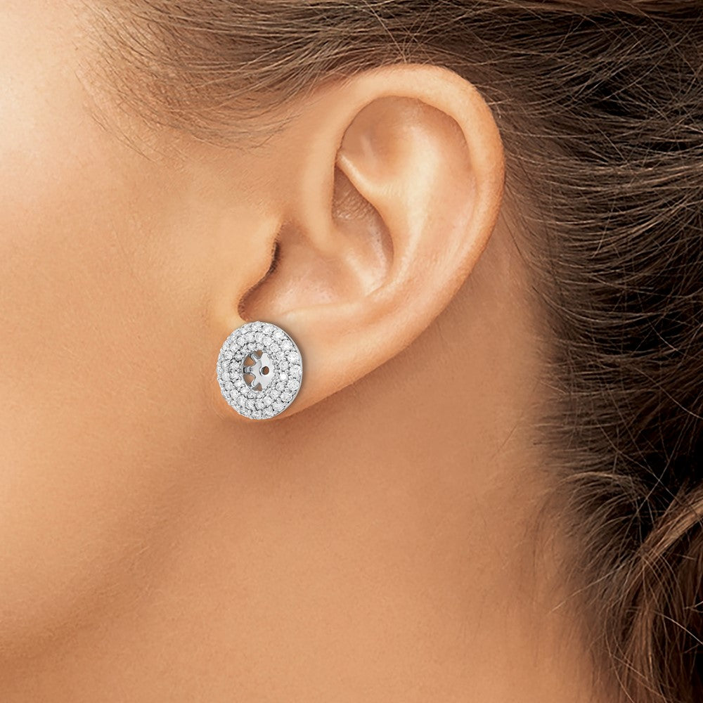 14k White Gold 1.53 carat Diamond Double Circle Earring Jackets