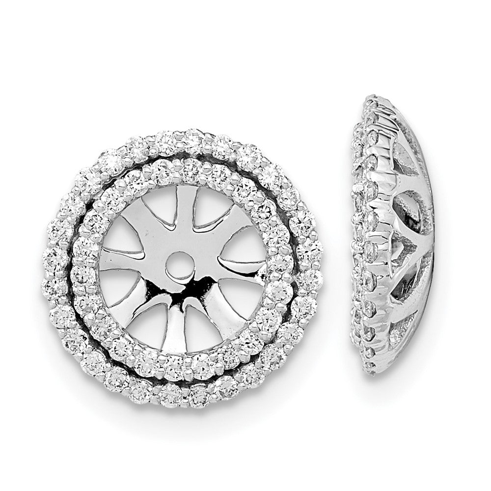 14k White Gold 1/2 carat Diamond Double Circle Earring Jackets