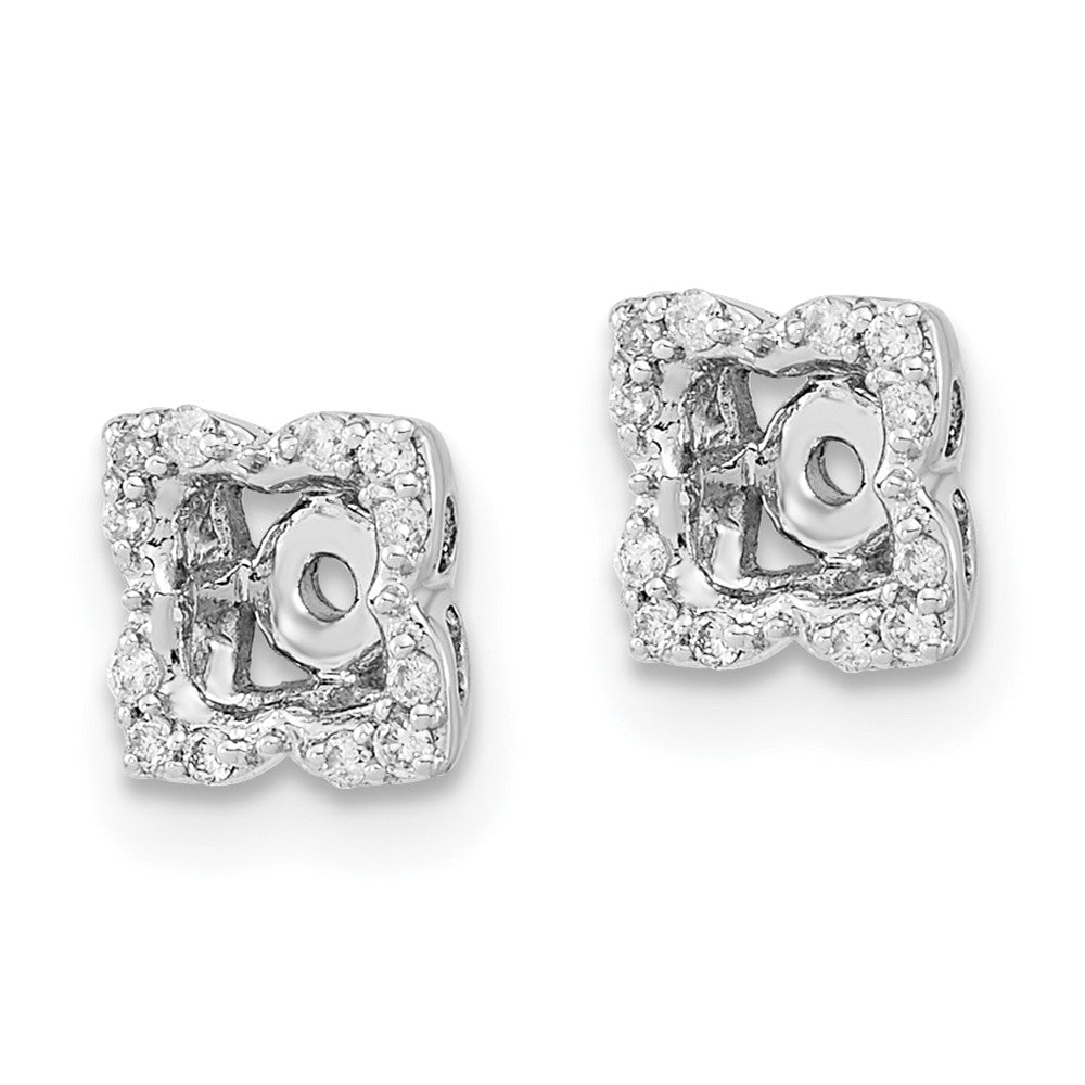 14k White Gold 1/10 carat Diamond Fancy Square Earring Jackets