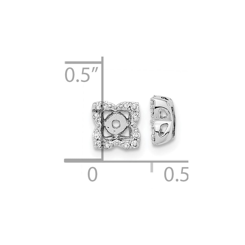 14k White Gold 1/10 carat Diamond Fancy Square Earring Jackets