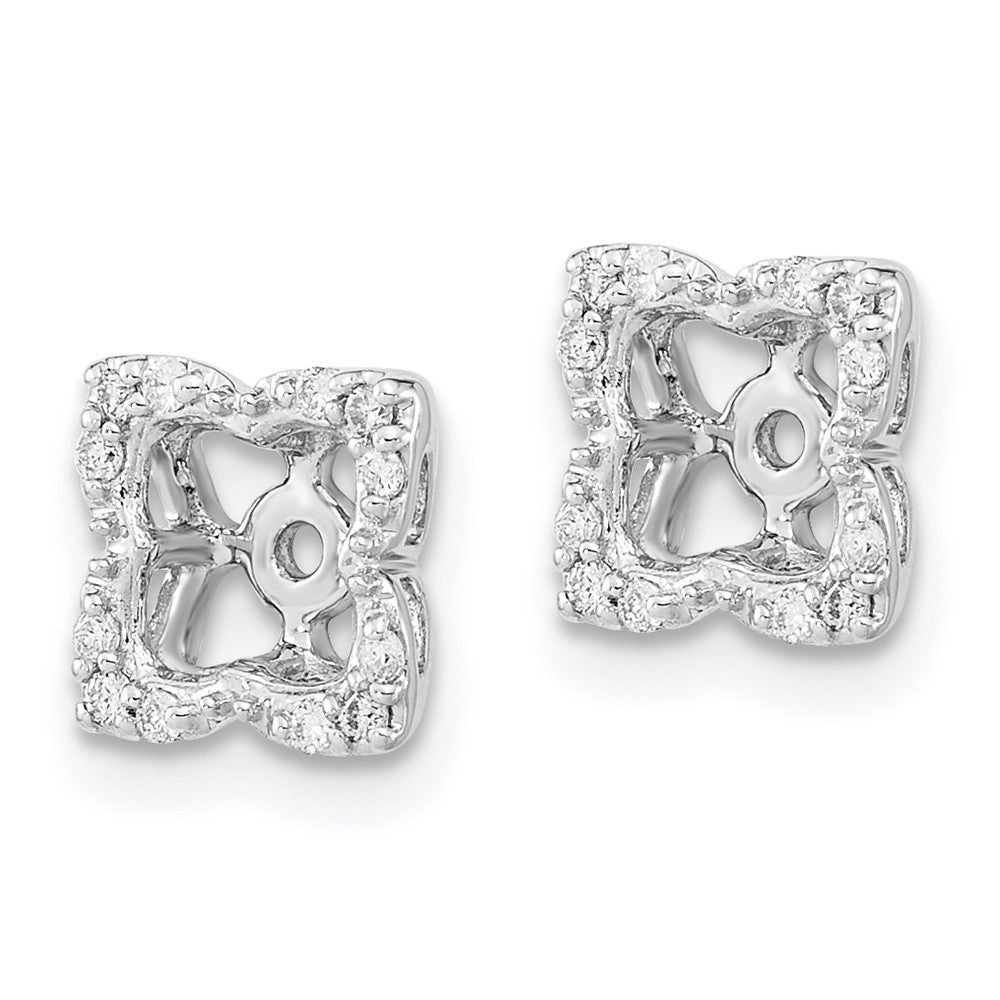 14k White Gold 1/8 carat Diamond Fancy Square Earring Jackets