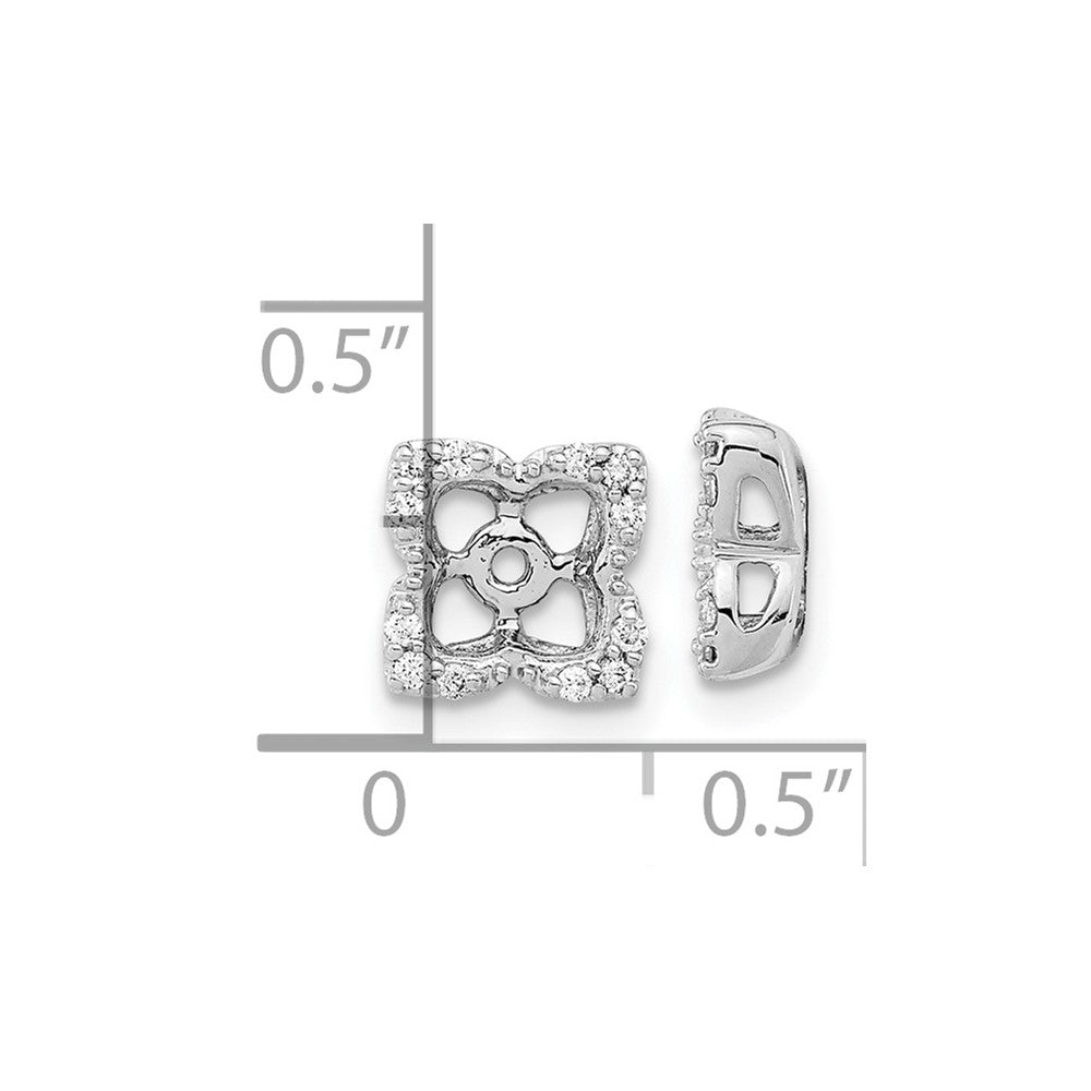 14k White Gold 1/8 carat Diamond Fancy Square Earring Jackets