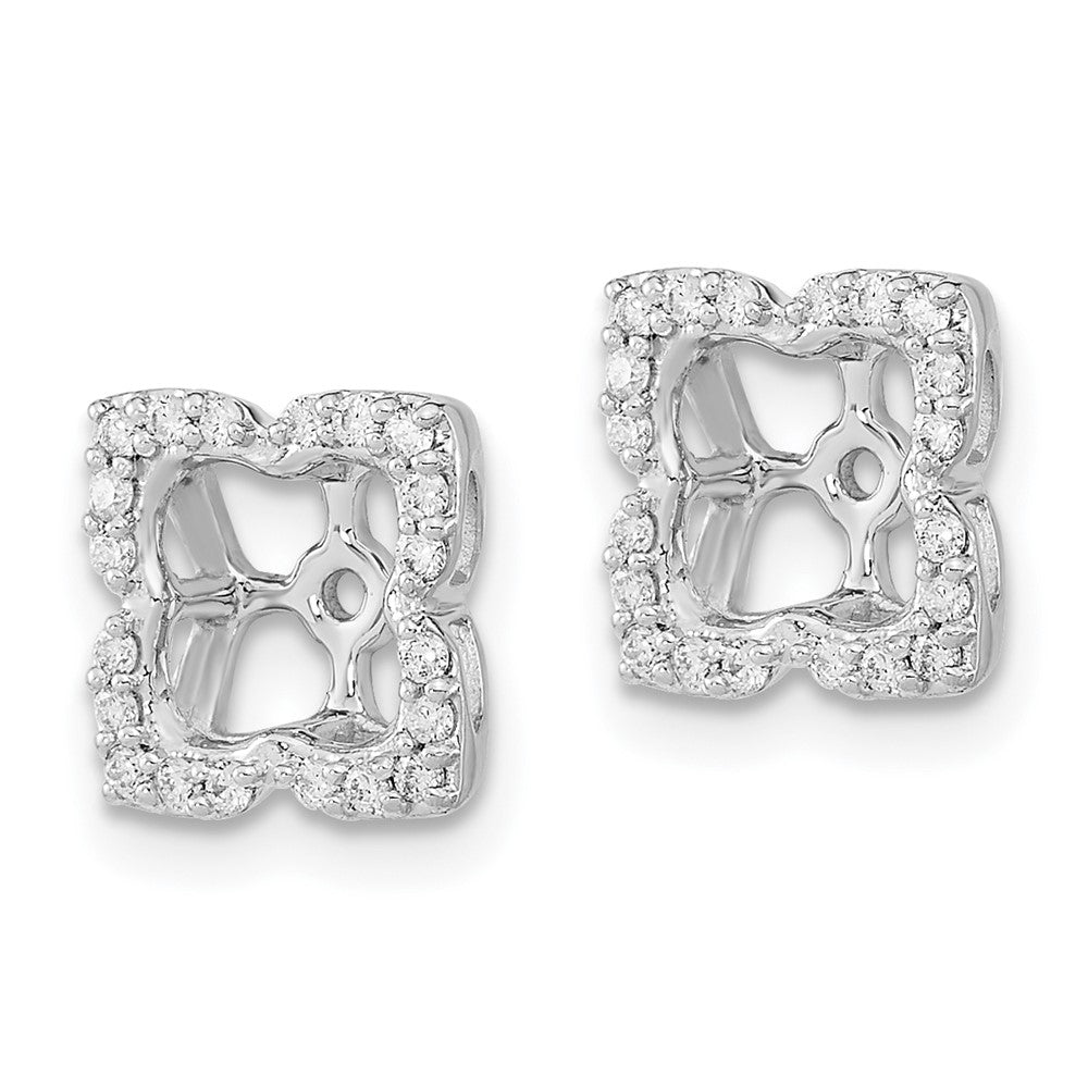 14k White Gold 1/5 carat Diamond Fancy Square Earring Jackets