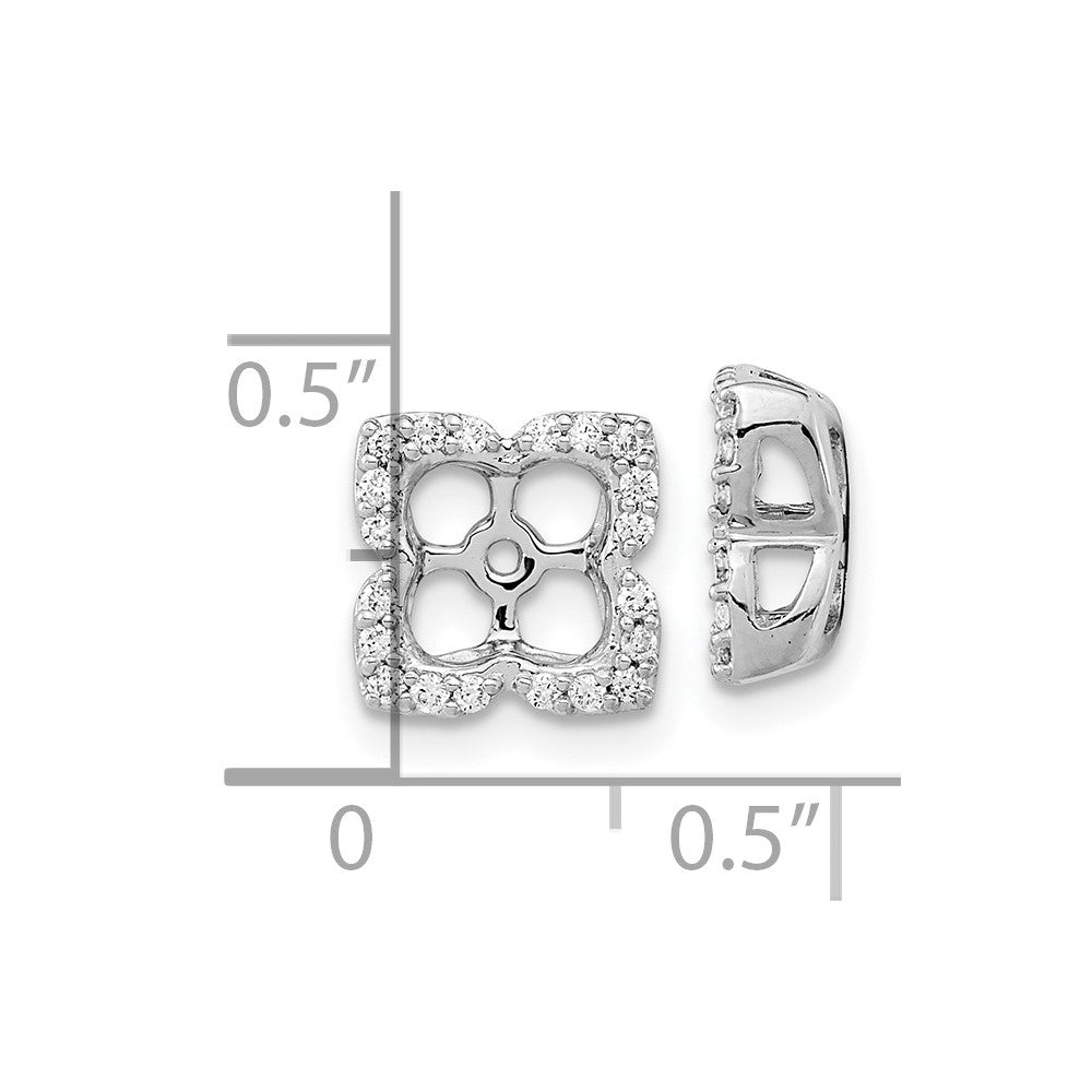 14k White Gold 1/5 carat Diamond Fancy Square Earring Jackets