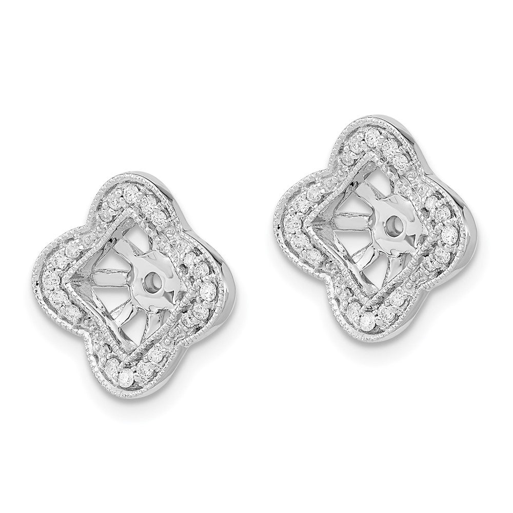 14k White Gold 1/5 carat Diamond Fancy Square Earring Jackets