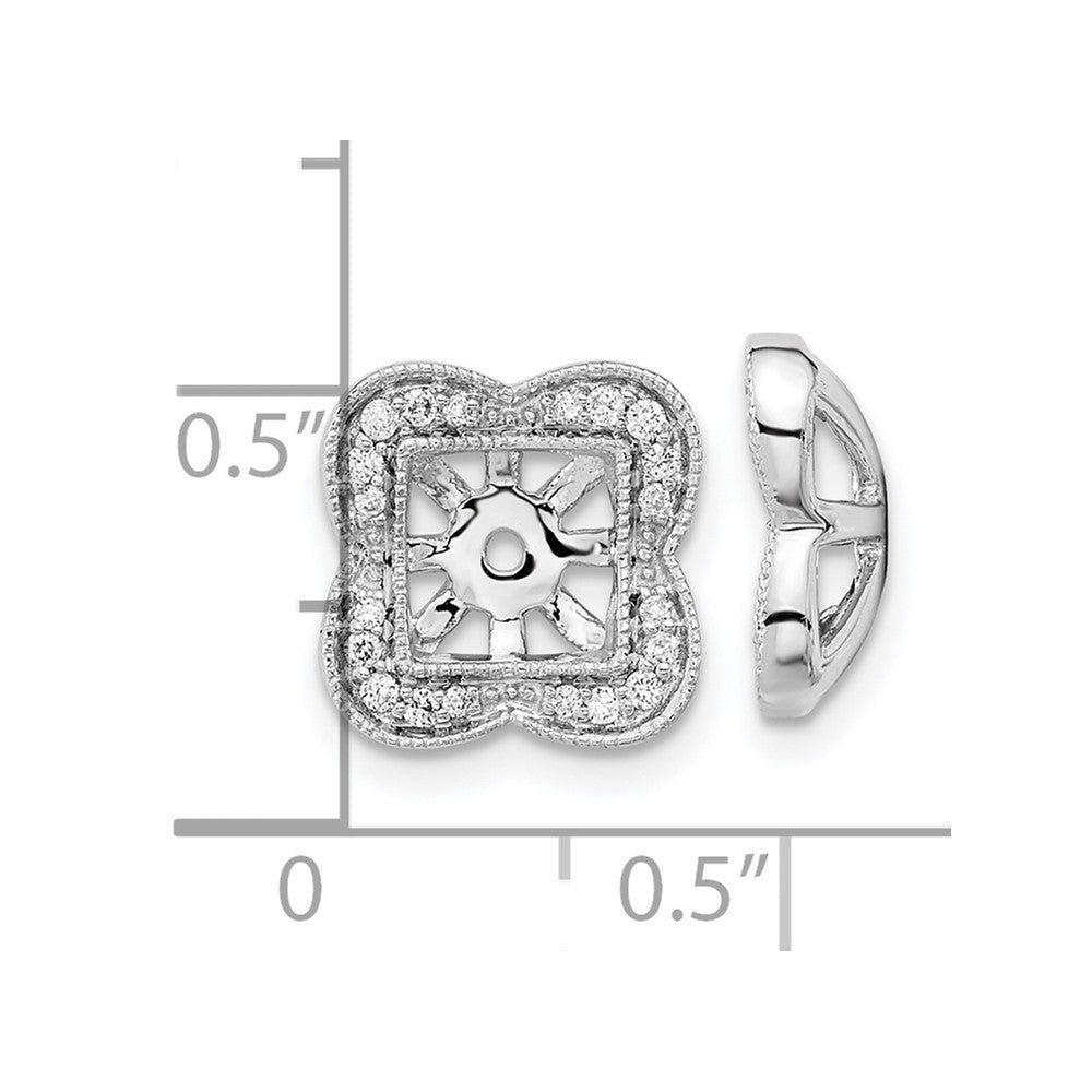 14k White Gold 1/5 carat Diamond Fancy Square Earring Jackets