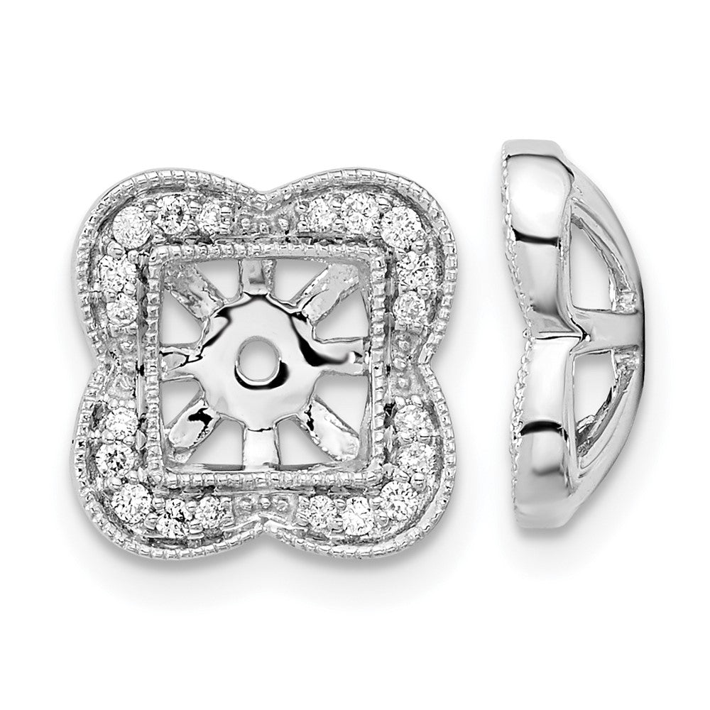 14k White Gold 1/5 carat Diamond Fancy Square Earring Jackets