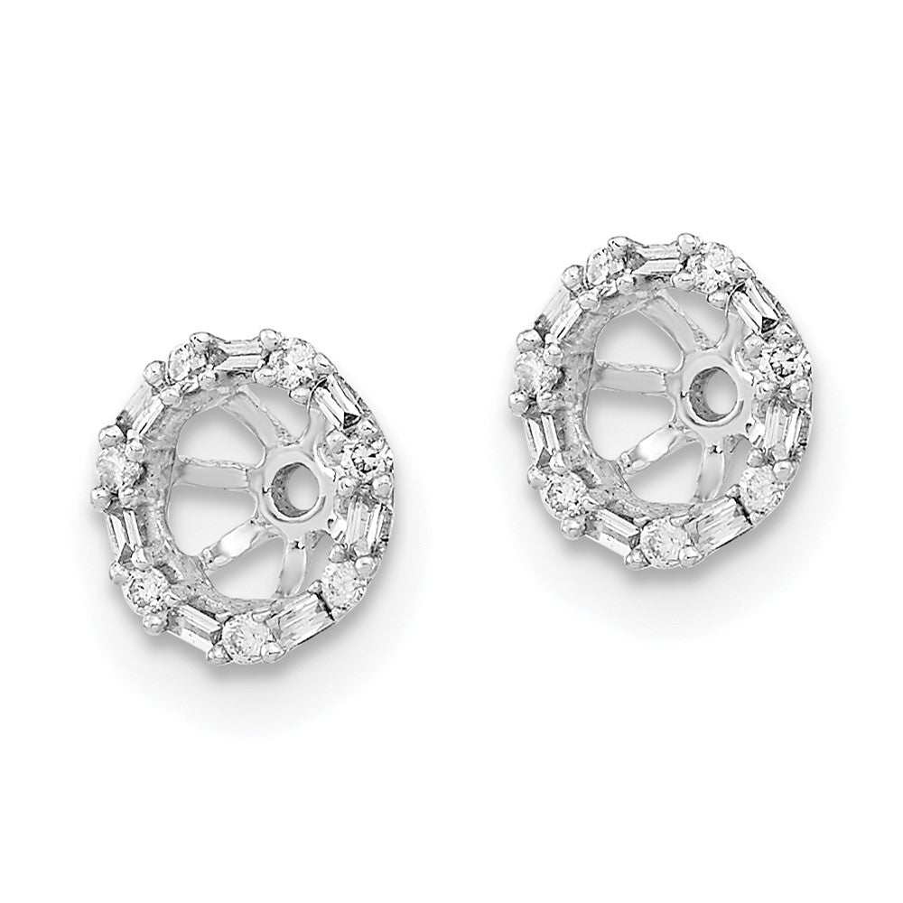 14k White Gold 1/10 carat Diamond Circle Earring Jackets