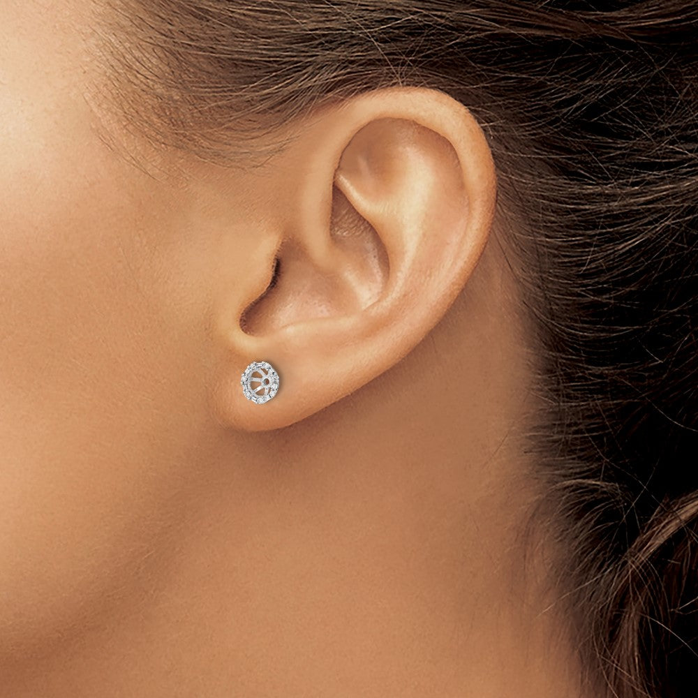 14k White Gold 1/10 carat Diamond Circle Earring Jackets