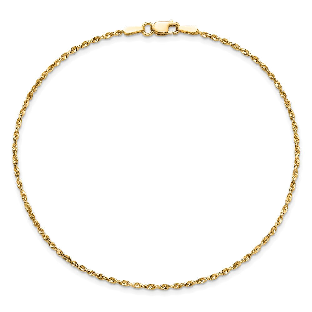 14K 10 inch 1.5mm Ultra Diamond-cut Rope with Lobster Clasp Anklet