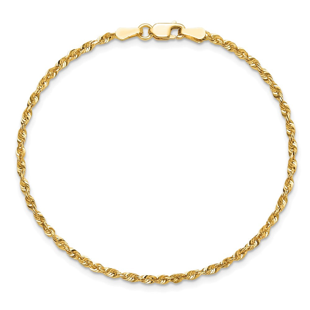 14K 7 inch 2mm Ultra Diamond-cut Rope with Lobster Clasp Chain