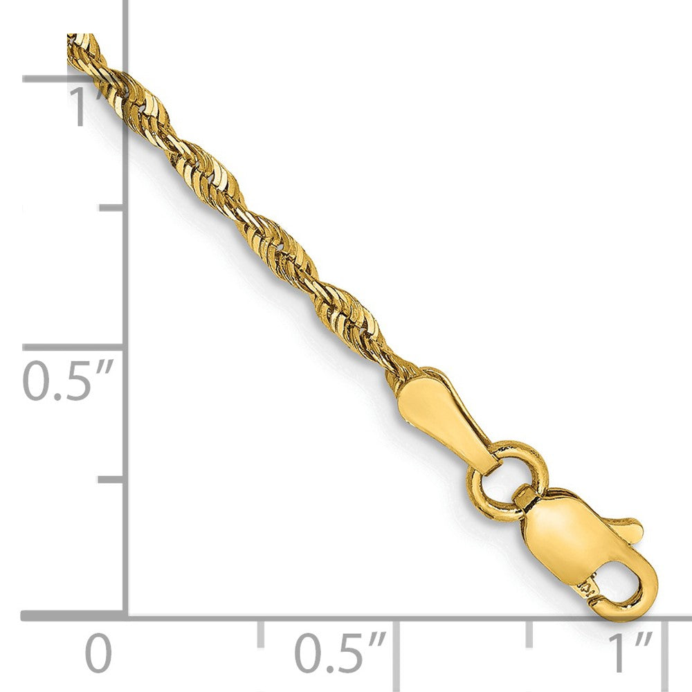 14K 7 inch 2mm Ultra Diamond-cut Rope with Lobster Clasp Chain